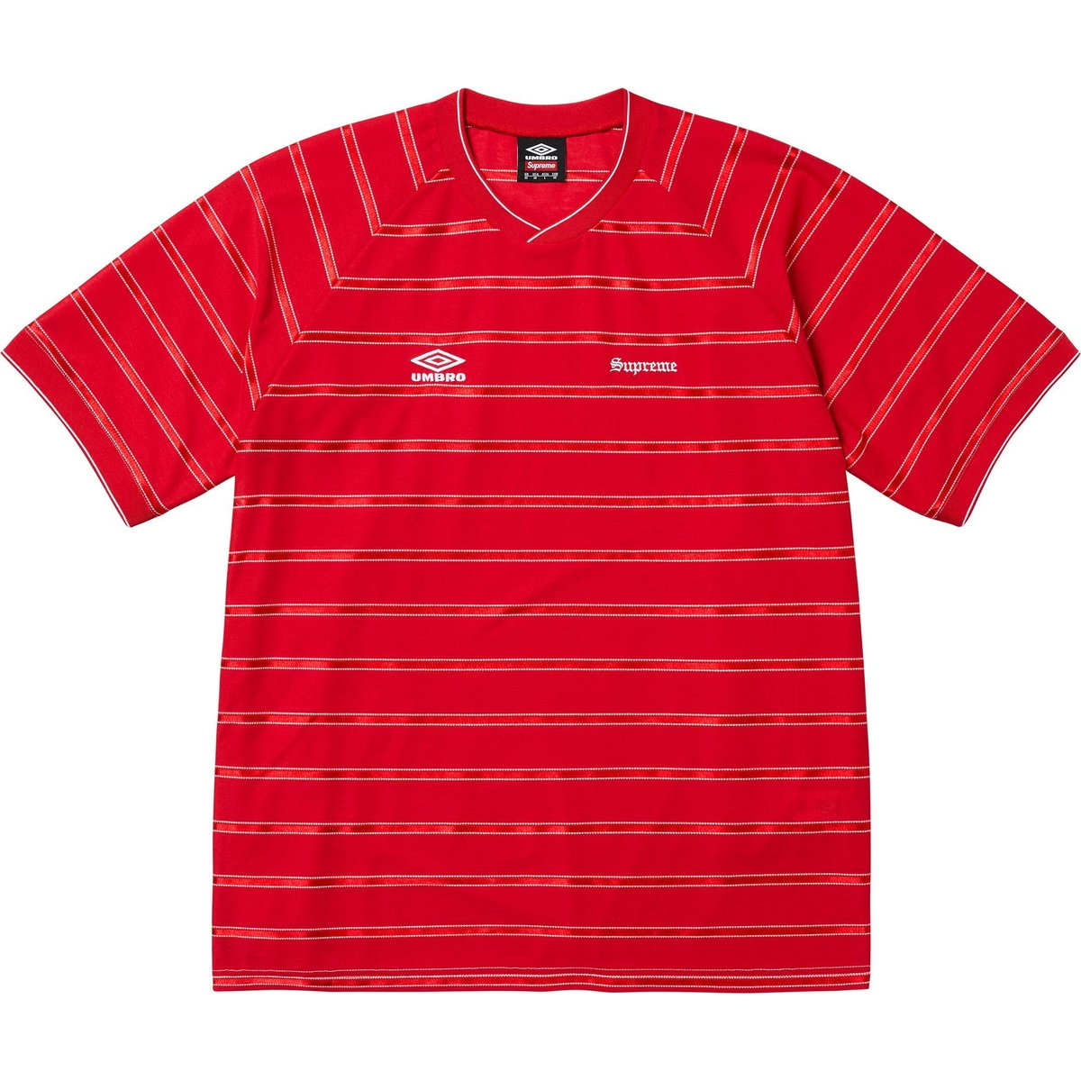 Details on Supreme Umbro Stripe Soccer Jersey Red from spring summer
                                                    2025