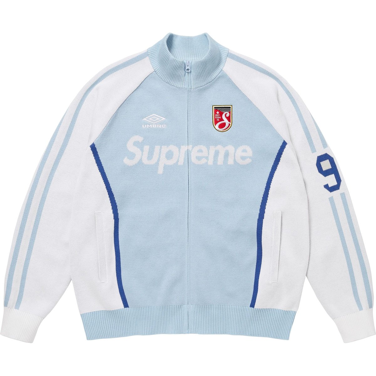 Details on Supreme Umbro Zip Up Sweater Light Blue from spring summer
                                                    2025